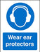 Mandatory Sign Wear Ear Protectors Vinyl Blue, White 20 x 15 cm