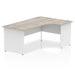 Impulse Right Crescent Office Desk W1800 x D1200 x H730mm Cable Managed Leg Grey Oak Finish White Frame - TT000164