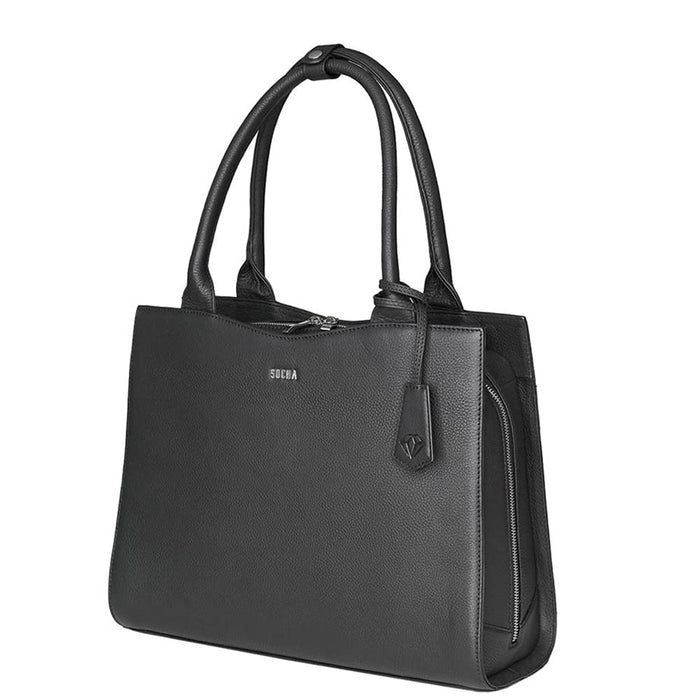 SOCHA Laptop Bag Diamond 14 Inch Leather Black 39 x 12 x 29 cm