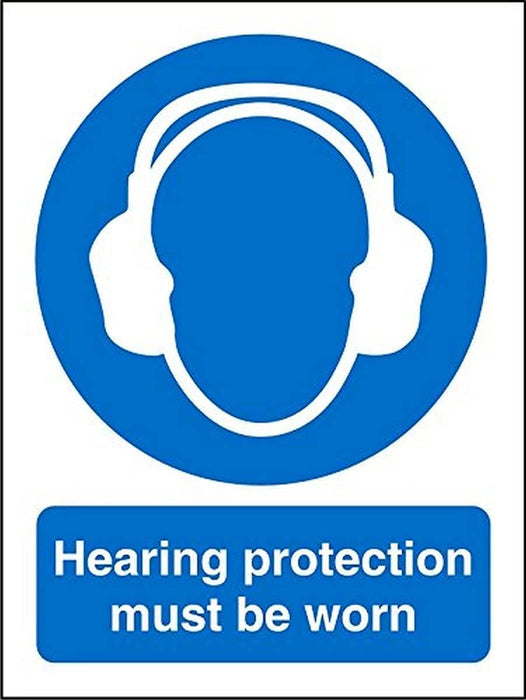 Mandatory Sign Hearing Protection vinyl Blue, White 30 x 20 cm