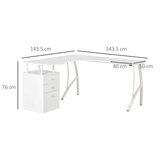 HOMCOM L Shaped Desk White 1,435 x 760 mm