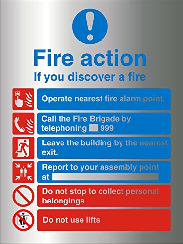 Fire Action Sign Aluminium 30 x 21 cm