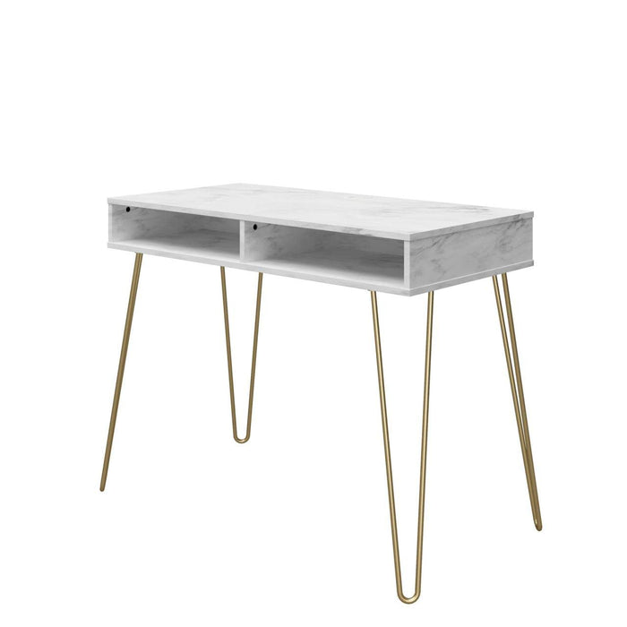 Novogratz Desks 9618891COMNUK White Marble 1,028.7 (W) x 549.9 (D) x 772.2 (H) x 772.2 - 772.2 (H) mm