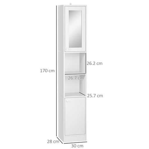 kleankin Cabinet Glass,Particleboard White 30 x 28 x 170 cm