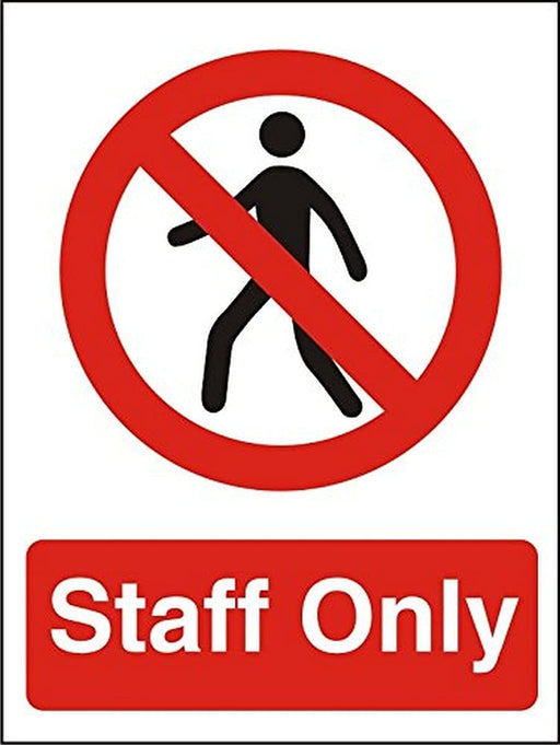 Prohibition Sign Staff Only Plastic 30 x 20 cm