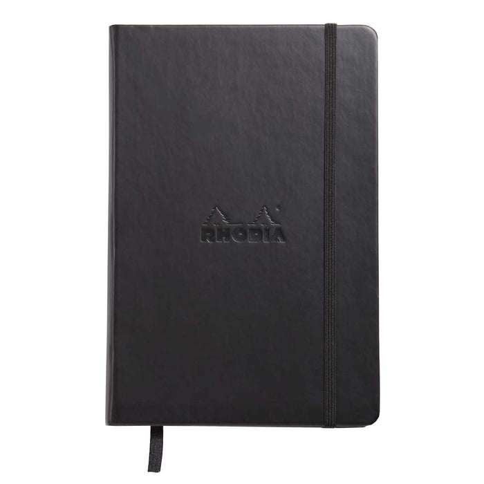 Rhodia Notebook 118609C A5 Ruled Casebound Side Bound Faux Leather Soft Cover Black 96 Pages 48 Sheets