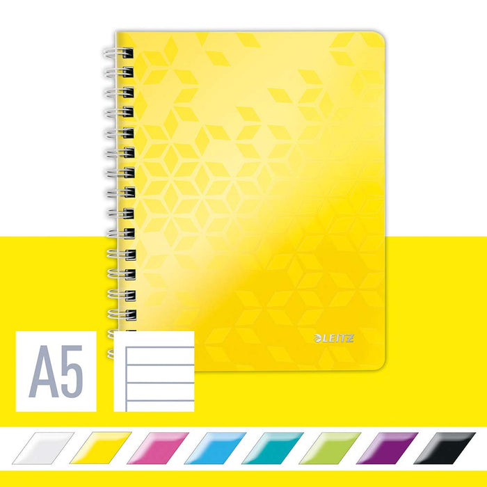 LEITZ Wow Wirebound Notebook A5 Ruled Yellow