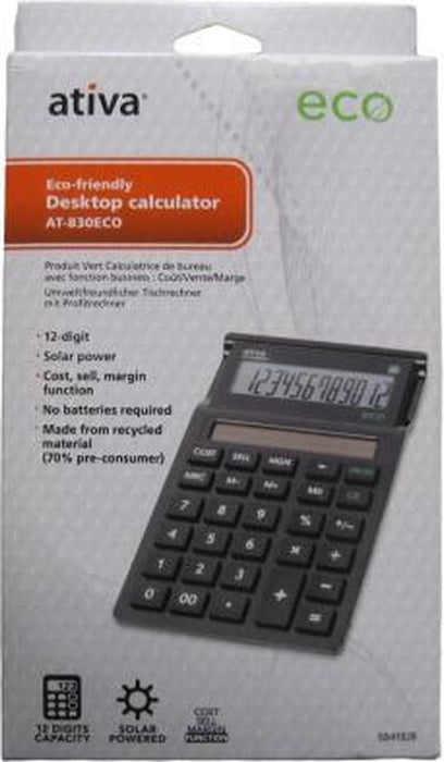 Office Depot Pocket Calculator AT-809 8 Digit Display Dual Power Black, Silver