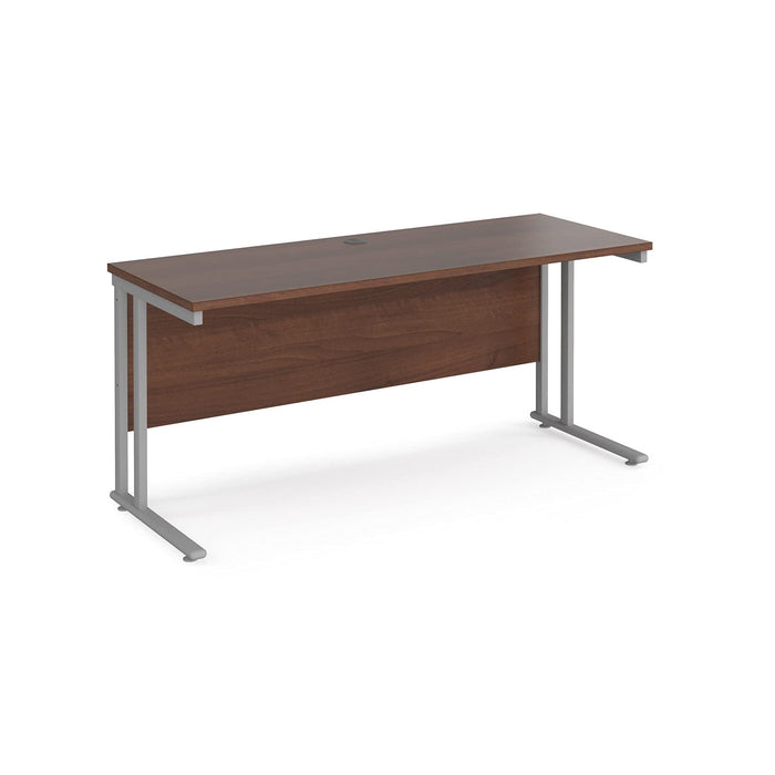 Rectangular Straight Desk with Cantilever Legs White Wood Silver Maestro 25 1600 x 600 x 725mm