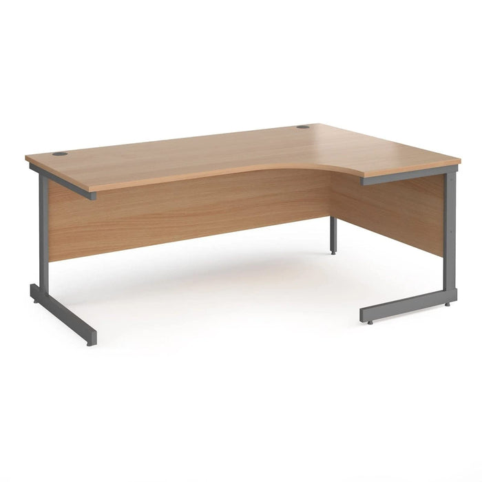 Right Hand Ergonomic Desk with Beech Coloured MFC Top and Graphite Frame Cantilever Legs Contract 25 1800 x 1200 x 725 mm