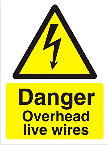 Warning Sign Overhead Wires Vinyl 40 x 30 cm