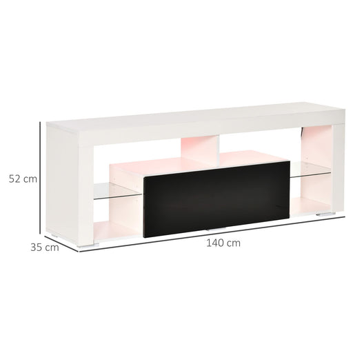 HOMCOM TV Stand Particle Board Black and White 140 x 35 x 52 cm