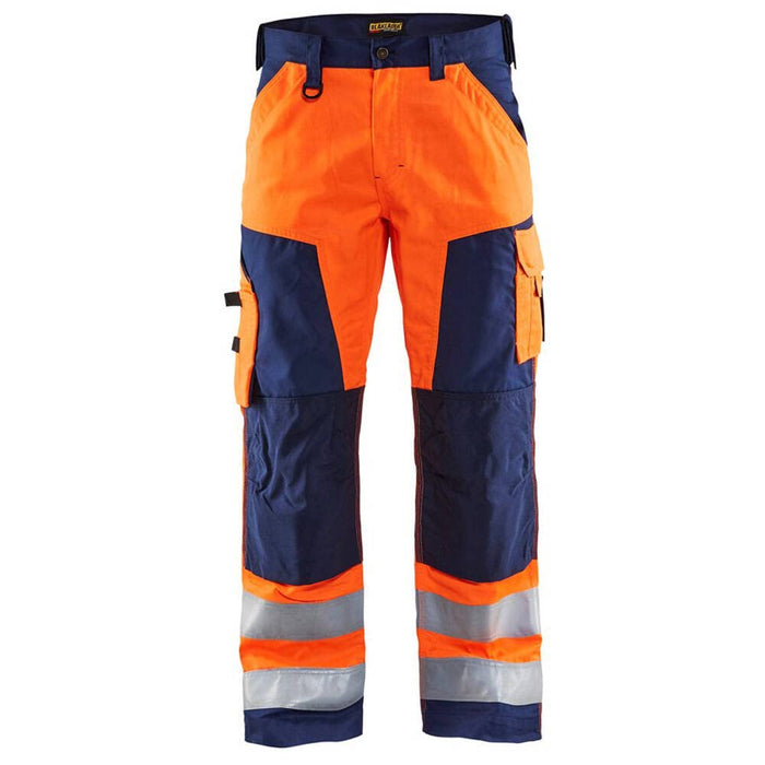 BLÅKLÄDER Trousers 15661811 Cotton, PL (Polyester) Orange, Navy Blue Size 38R