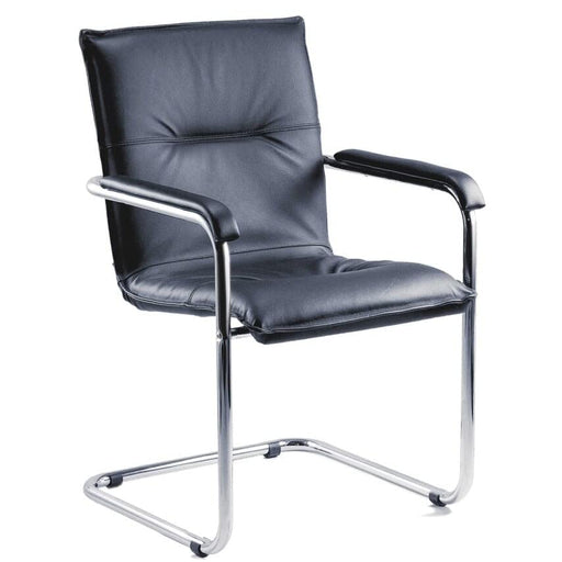 Envoy Cantilever Leather Faced Reception/Boardroom/Visitors Chair Black - 1309