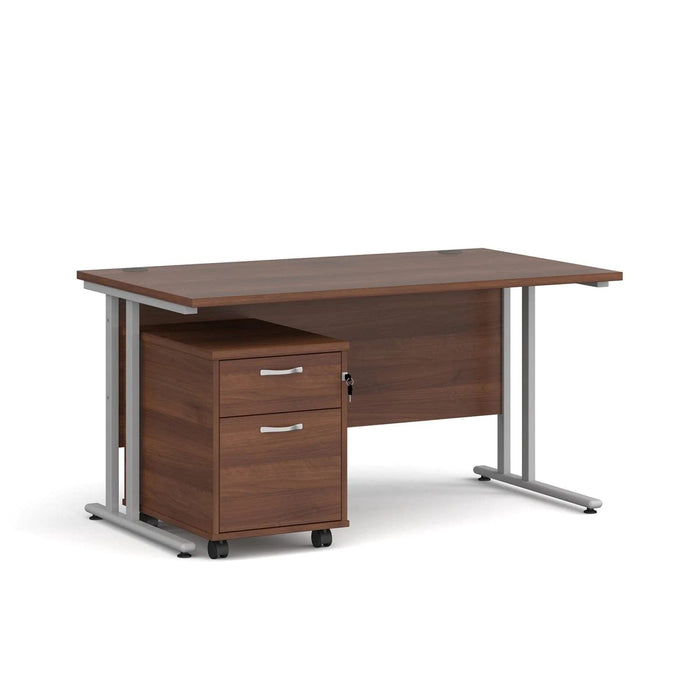 Dams International Straight Desk with 2 Drawer Pedestal SBS214W 1,400 x 800 x 725 mm