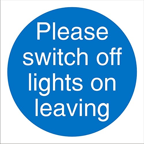 Mandatory Sign Switch Off Lights vinyl Blue, White 20 x 20 cm