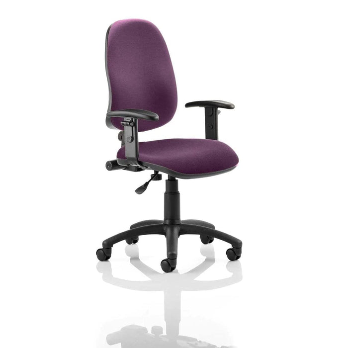 Dynamic Permanent Contact Backrest Task Operator Chair Height Adjustable Arms Eclipse I Tansy Purple Seat High Back