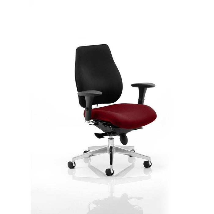 Dynamic Synchro Tilt Posture Chair Multi-Functional Arms Chiro Plus Black Back, Ginseng Chilli Seat High Back