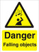 Warning Sign Falling Objects Vinyl 20 x 15 cm