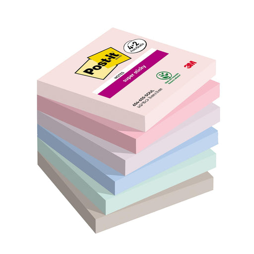 Post-it Super Sticky Notes 76 x 76 mm Grey Squared Plain 6 Pads of 90 Sheets