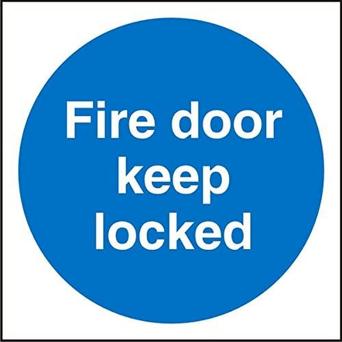 Mandatory Sign Fire Door Keep Locked Plastic 10 x 10 cm