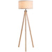 HOMCOM Wood Tripod Floor Lamp Home Lighting Elegant E27 Bulb Linen Lamp Shade Beige