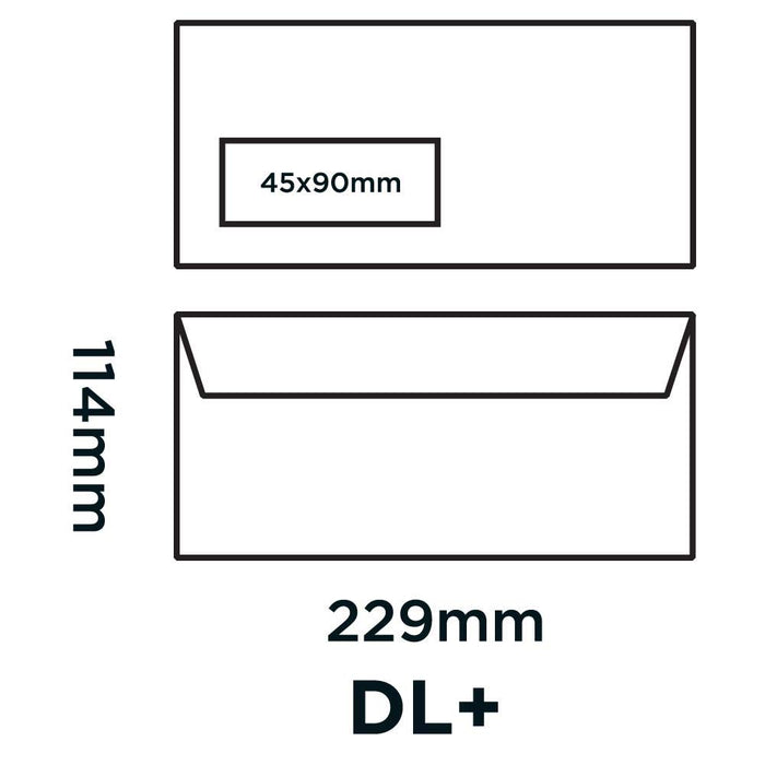 Creative Peel & Seal DL+ Coloured Envelope Black 229 (W) x 114 (H) mm Window 120 gsm Pack of 500