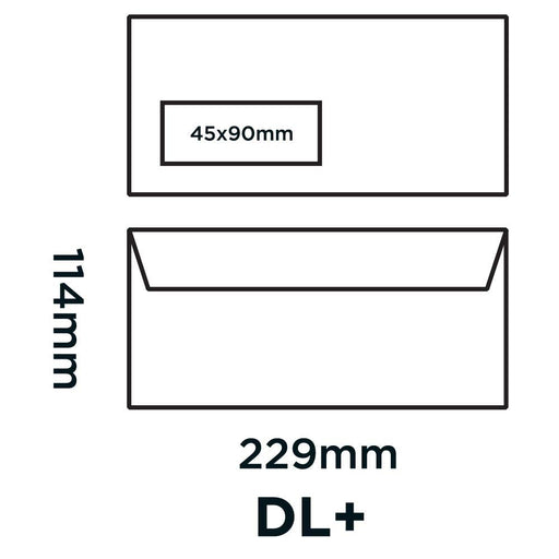 Creative Peel & Seal DL+ Coloured Envelope Red 229 (W) x 114 (H) mm Window 120 gsm Pack of 500