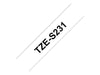 Brother TZES231 Labelling Tape Authentic Adhesive Black on White 12 mm (W) x 8 m (L)