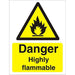 Warning Sign Highly Flammable Self Adhesive Vinyl 20 x 15 cm