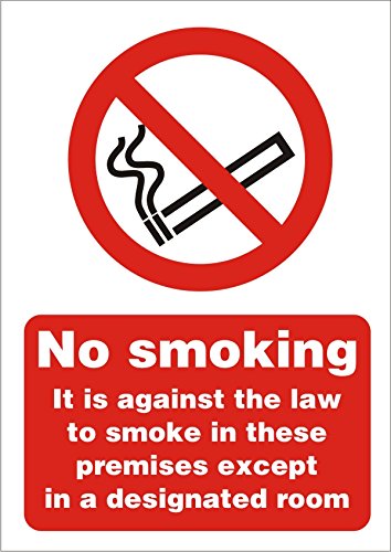 Prohibition Sign Against The Law to Smoke on These Premises Self Adhesive A4 Plastic 21 x 29.7 cm