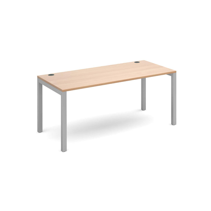 Rectangular Straight Single Desk with Beech Coloured Melamine & Steel Top and Silver Frame 4 Legs Connex 1600 x 800 x 725 mm