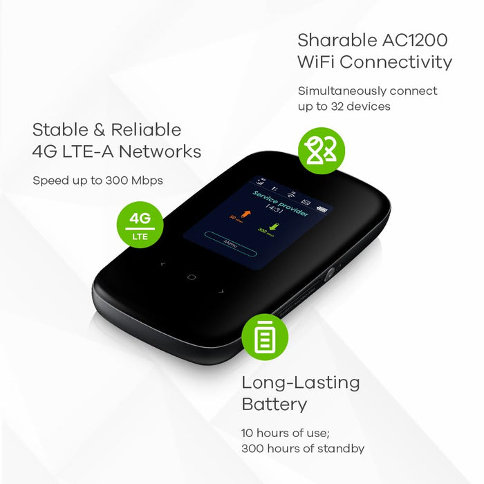 Zyxel LTE2566-M634 - Mobile hotspot - 4G LTE - 300 Mbps - Wi-Fi 5