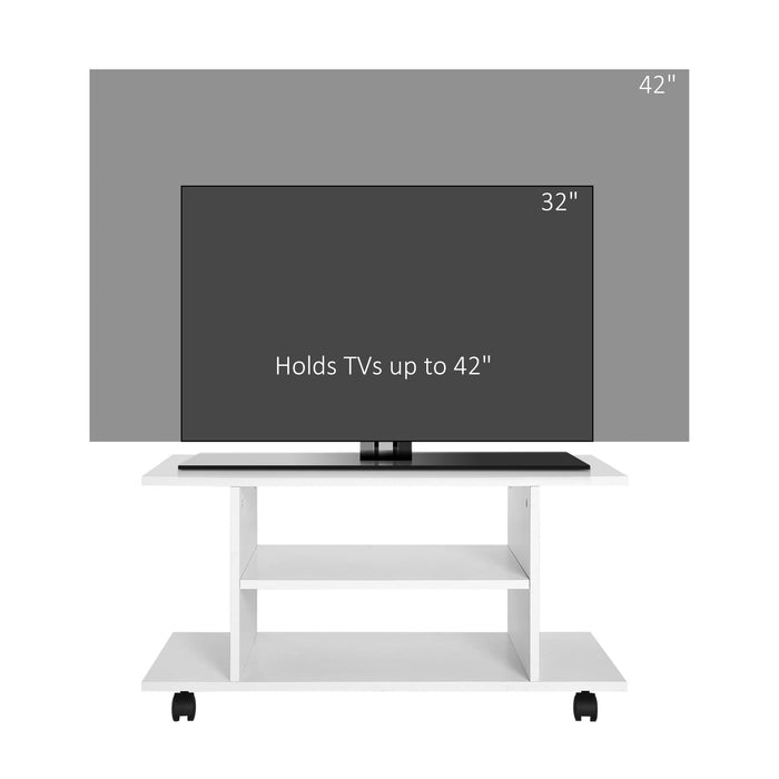 HOMCOM Mobile TV Stand 02-0609 White 400 x 800 x 400 mm