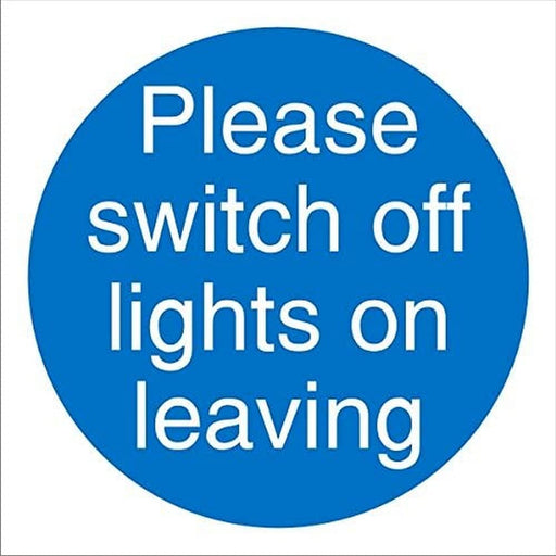 Mandatory Sign Switch Off Lights Plastic Blue, White 20 x 20 cm