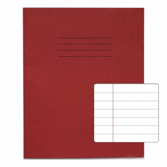 Rhino 8 x 6.5 Exercise Book 48 Page Feint Ruled 12mm Lines F12 Red (Pack 100) - VEX342-66-8