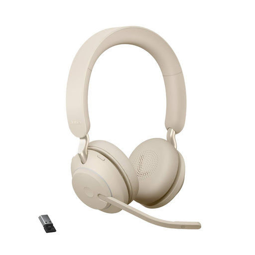 Jabra Evolve2 65 UC Stereo - Headset - on-ear - Bluetooth - wireless - USB-A - noise isolating - beige