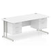 Dynamic Rectangular Office Desk White MFC Cantilever Leg Silver Frame Impulse 1 x 2 Drawer 1 x 3 Drawer Fixed Ped 1600 x 800 x 730mm