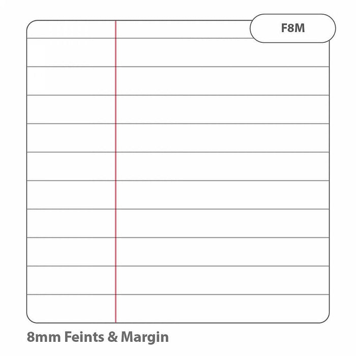 Rhino A4 Exercise Book 32 Page Feint Ruled 8mm With Margin Red (Pack 100) - VDU014-165-8