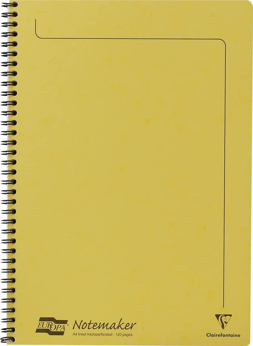 Europa Notebook 3154Z A4 Ruled Spiral Bound Pressboard Hardback Assorted Perforated 120 Pages Pack of 10