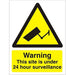 Warning Sign Site Under 24 Hour Surveillance Plastic 20 x 15 cm