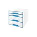 Leitz WOW Cube Desk Drawer Filing Unit Dual Colour 4 Drawers A4 White, Blue 28.7 x 27 x 36.3 cm