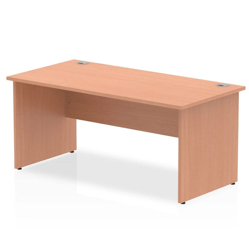 Impulse Straight Office Desk W1600 x D800 x H730mm Panel End Leg Grey Oak Finish White Frame  - TT000155