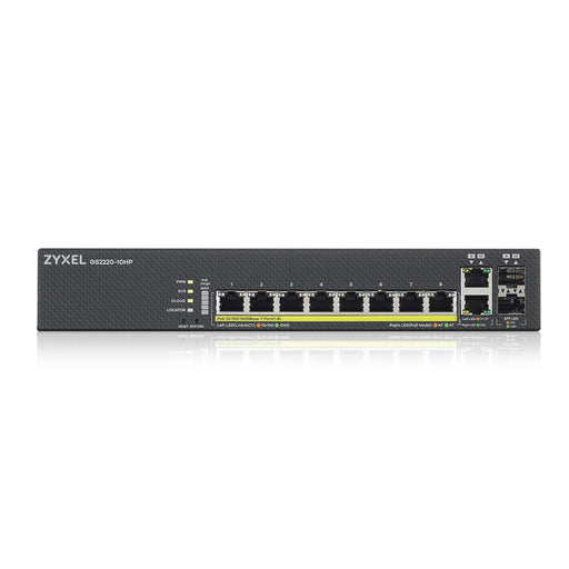 Zyxel GS2220-10HP - Switch - Managed - 8 x 10/100/1000 (PoE+) + 2 x combo Gigabit SFP - rack-mountable, wall-mountable - PoE+ (180 W)