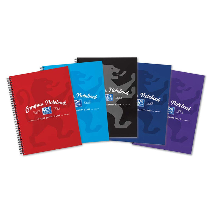 OXFORD Notebook 400013920 A4+ Ruled Twin Wire Card Assorted Perforated 140 Pages Pack of 5