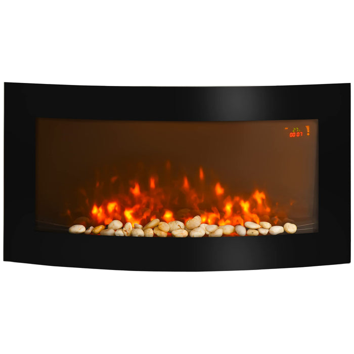 HOMCOM Led Backlit Glass Electric Fireplace