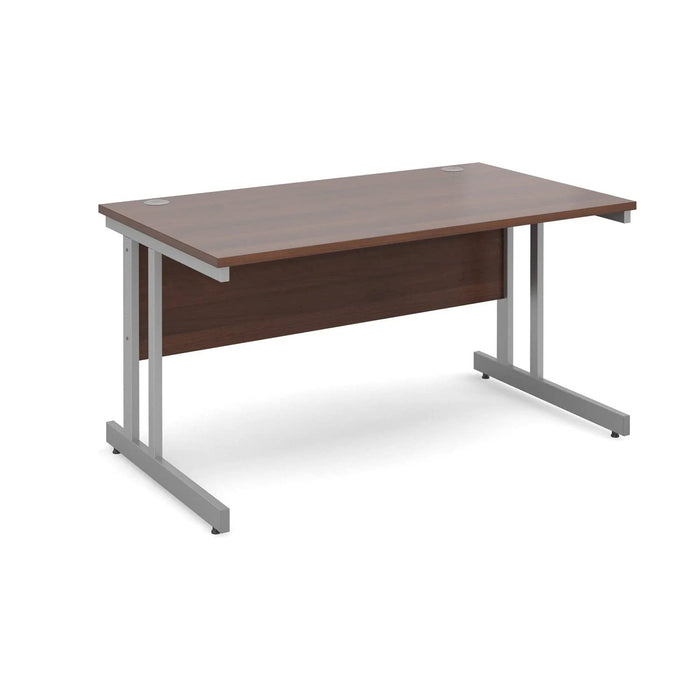 Rectangular Straight Desk with Walnut MFC Top and Silver Frame Cantilever Legs Momento 1400 x 800 x 725 mm