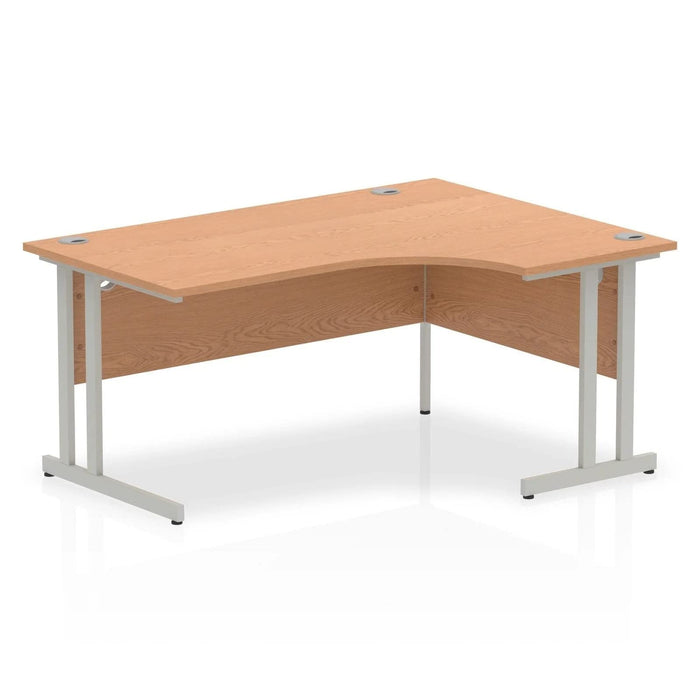 Dynamic Radial Right Hand Crescent Desk Oak MFC Cantilever Leg Grey Frame Impulse 1600/1200 x 600/800 x 730mm