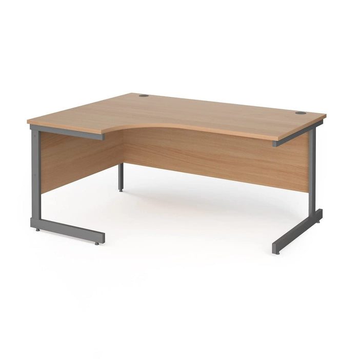 Left Hand Ergonomic Desk with Beech Coloured MFC Top and Graphite Frame Cantilever Legs Contract 25 1600 x 1200 x 725 mm