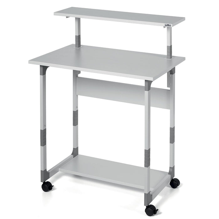 Durable SYSTEM PC Workstation Trolley 80 Variable Height Grey - 371810